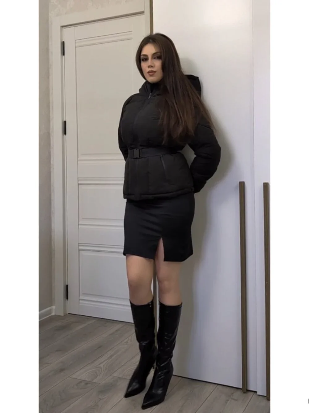 Women's Skort with Built-in Shorts, Low Rise Side Split Bodycon Mini